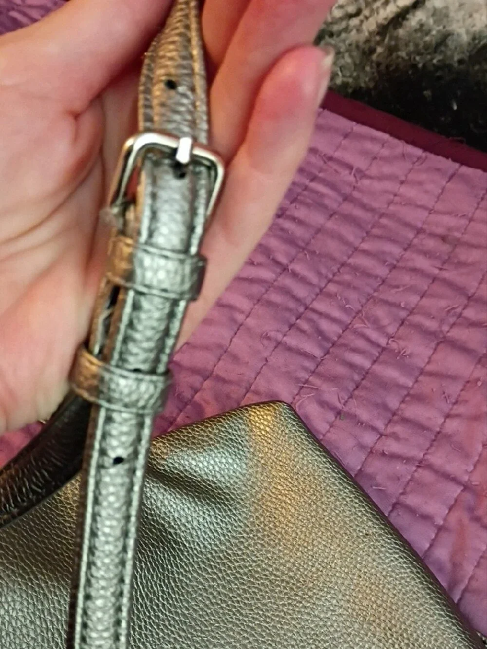 Tahari Metallic Silver Crossbody Bag